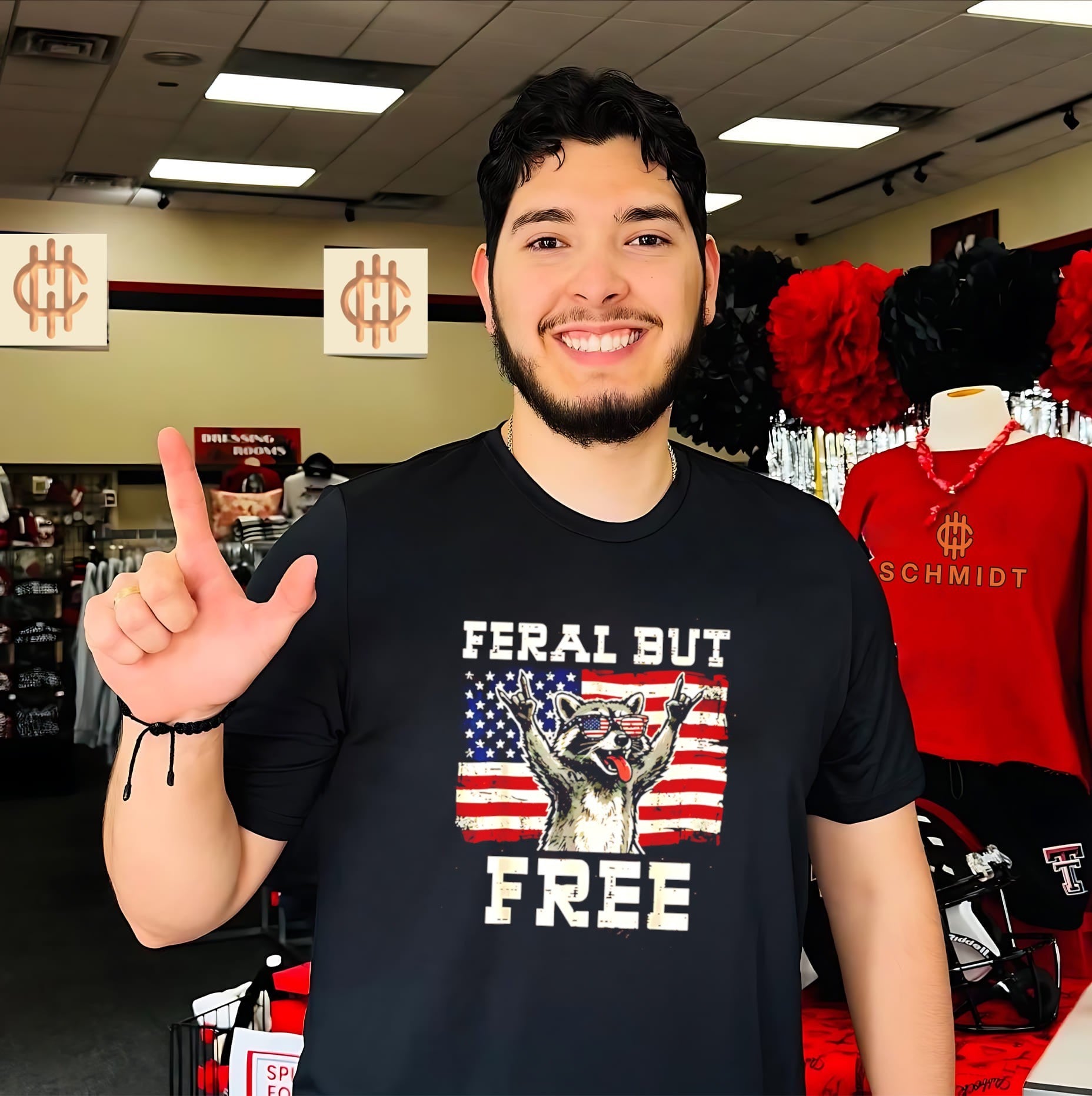 Feral but Free Raccoon American Flag 4th of July shirt