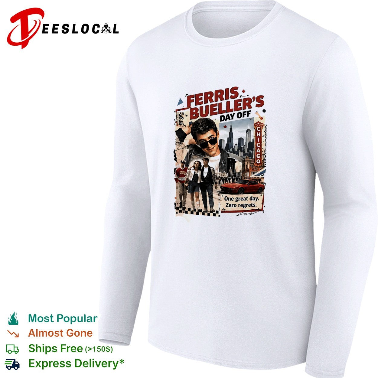 Ferris Bueller’s Day Off one great day zero regrets Chicago movie collage shirt