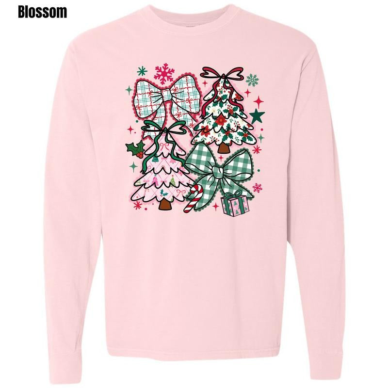 Festive Christmas Collage Long Sleeve Comfort Colors T-Shirt 'NLB' Hoodie, Sweatshirt | PodTeesHub.com