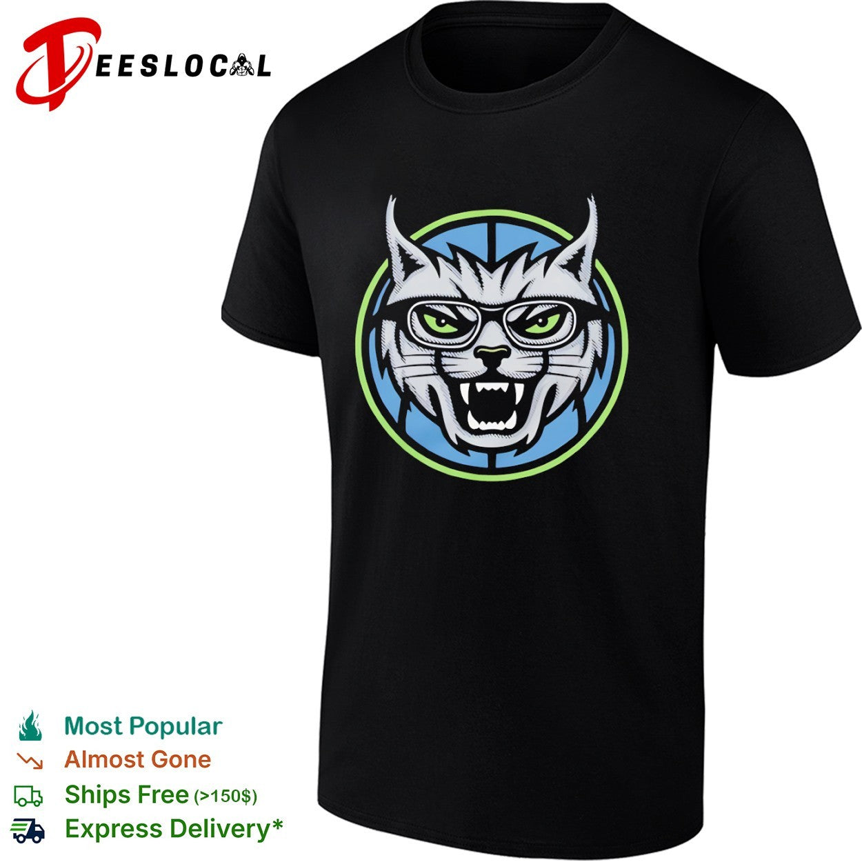 Fierce Cybernetic Cat style Minnesota Lynx logo shirt