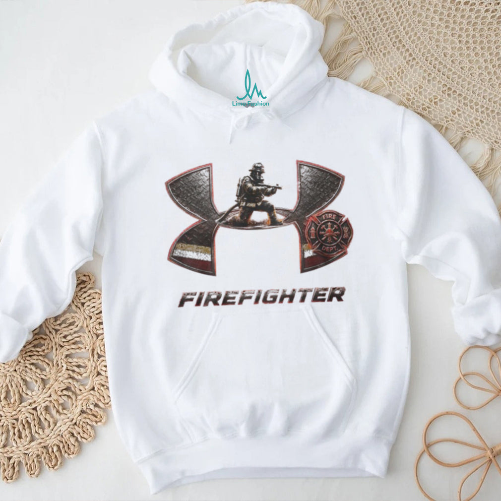 Firefighter Hero Duty Uniform Emblem Graphic Grey Shirt