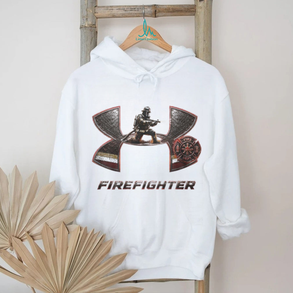 Firefighter Hero Duty Uniform Emblem Graphic Grey Shirt