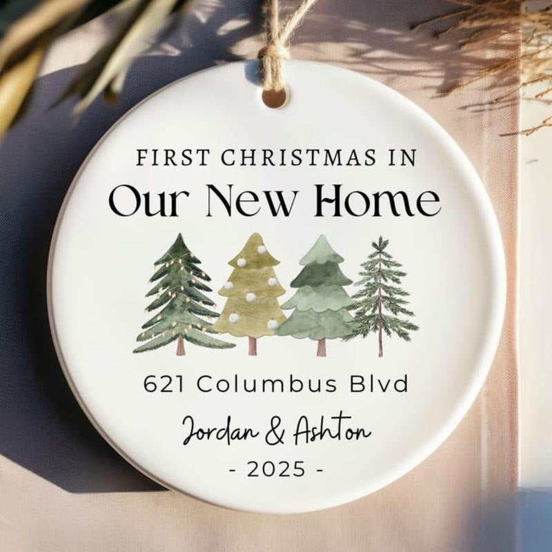 First Christmas in Our New Home Christmas Ceramic Ornaments, Personalized Our New House Ornament, 2025 New Home Ornament,...