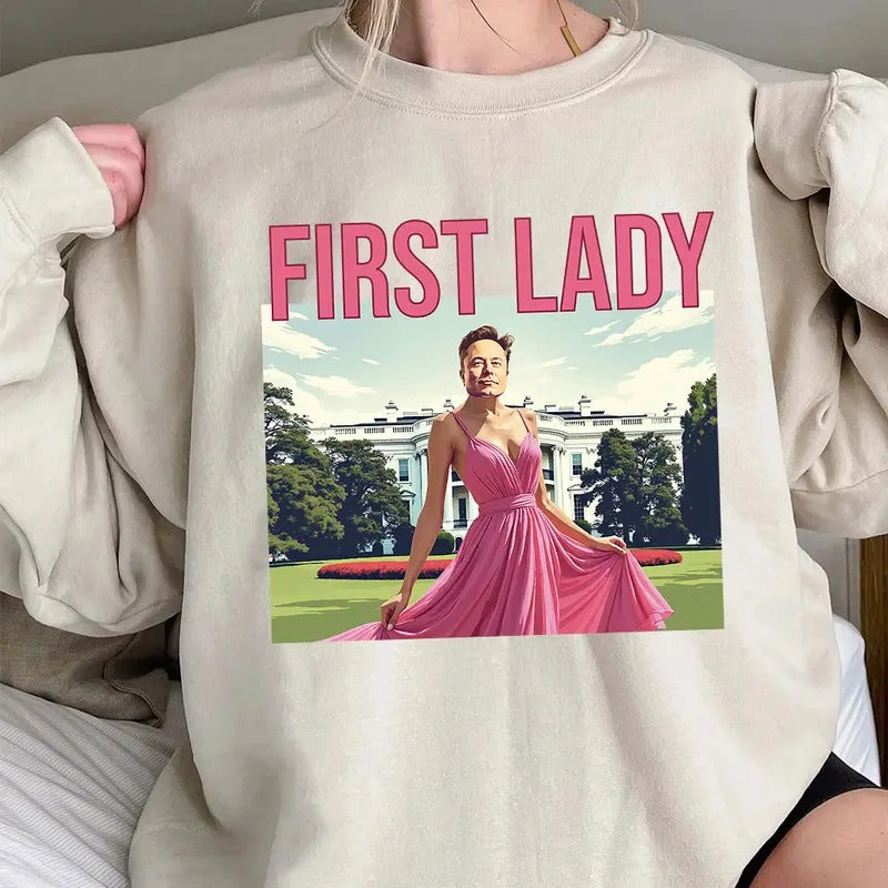 First Lady Elon Muskk T-Shirt, Funny Trumpp 2024 Shirt, Trummp Supporters Shirts, Graphic Christmas Shirt Hoodie, Sweatshirt