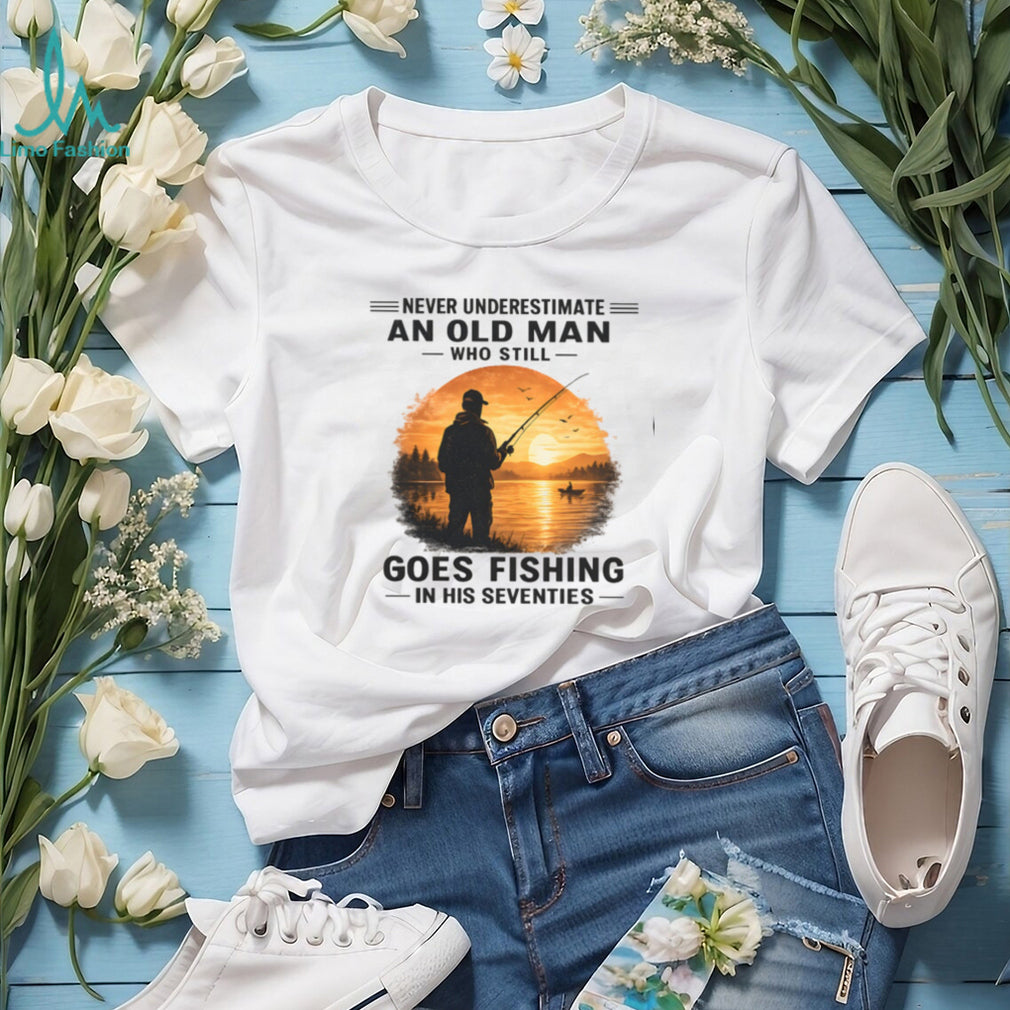 Fishing Old Man Sunset Fisherman Retirement Hobby Shirt