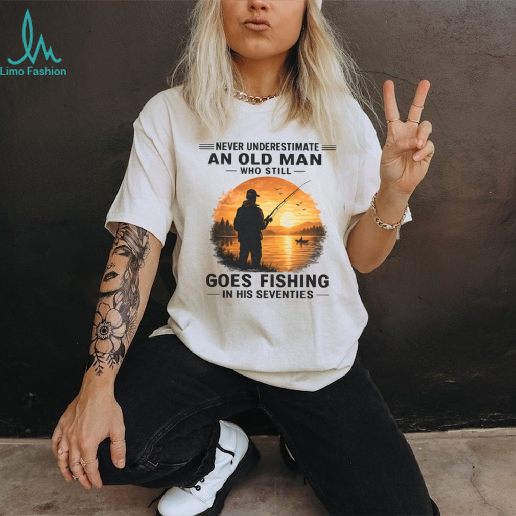 Fishing Old Man Sunset Fisherman Retirement Hobby Shirt