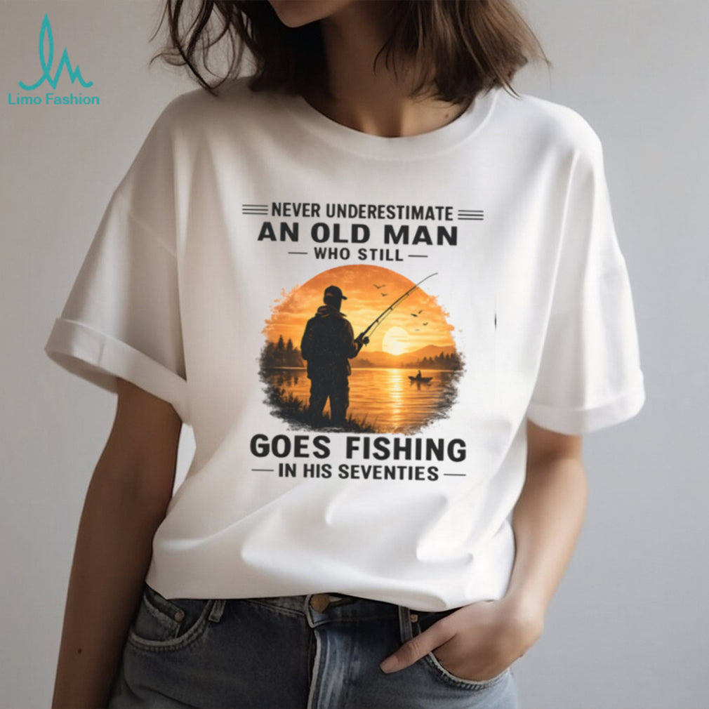 Fishing Old Man Sunset Fisherman Retirement Hobby Shirt