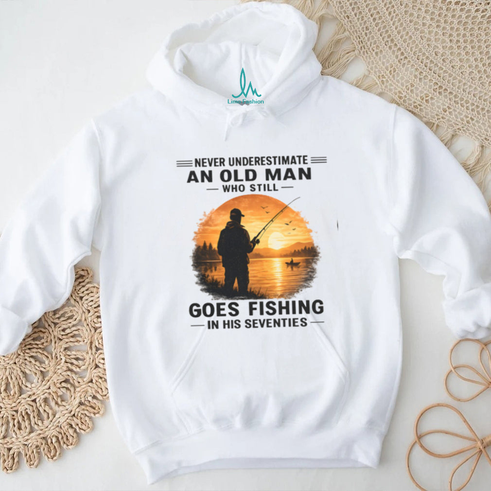Fishing Old Man Sunset Fisherman Retirement Hobby Shirt