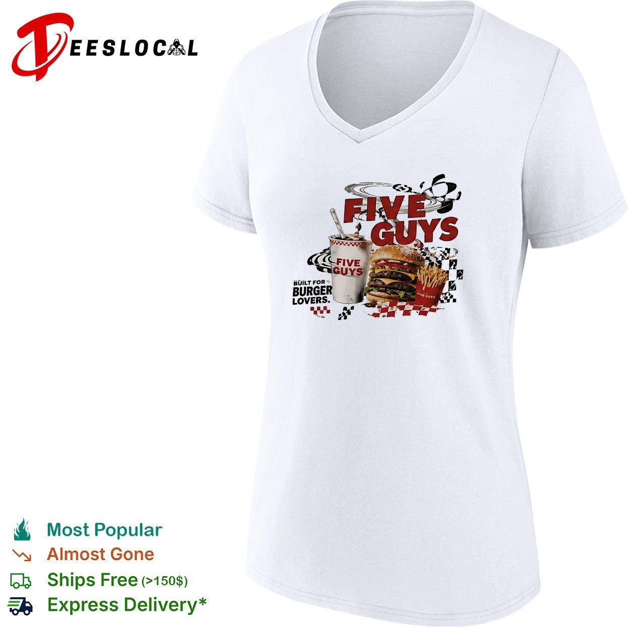 Five Guys built for burger lovers burger milkshake fries shirt