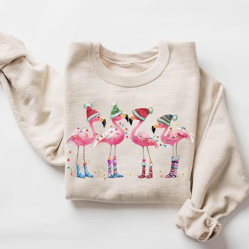 Flamingo Christmas Lights Shirt: Funny Flamingo Lover design sweatshirt, retro holiday aesthetic Sweatshirt, perfect cozy...