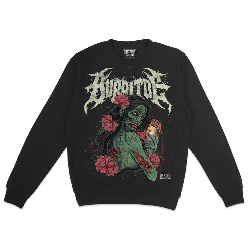 Fleece Crewneck Sweatshirt - Burritoe, Humor, Dark Comedy, Alt Fashion, Alternative Motivational Gift T-Shirts, Hoodie