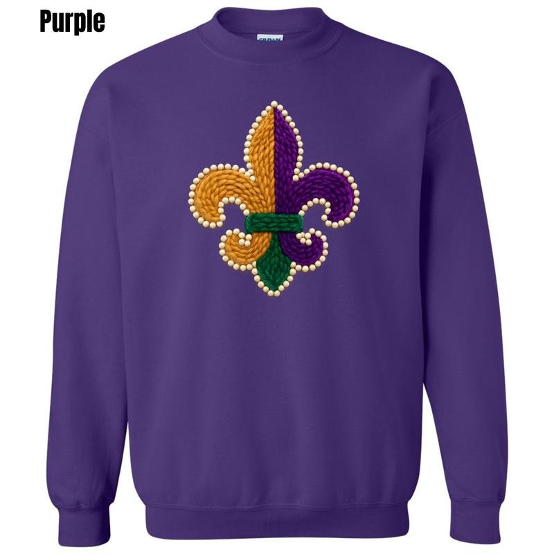 Fleur-De-Lis Fake Crochet Sweatshirt 'CMNLB' T-Shirts, Hoodie | PodTeesHub.com