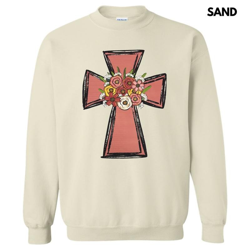Floral Cross Sweatshirt T-Shirts, Hoodie | PodTeesHub.com