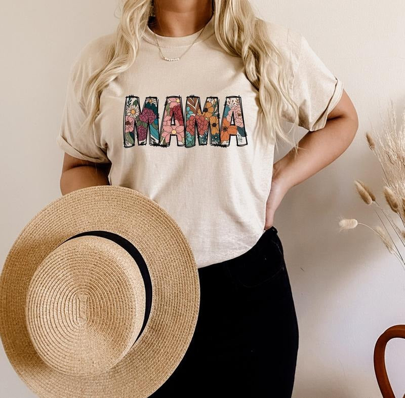 Floral Mama Shirt, Flowers Pattern Mama T-Shirt, Cute Mom Shirt, Mom Gifts, Mothers Day Shirt, New Mom Tee, Funny Mama...