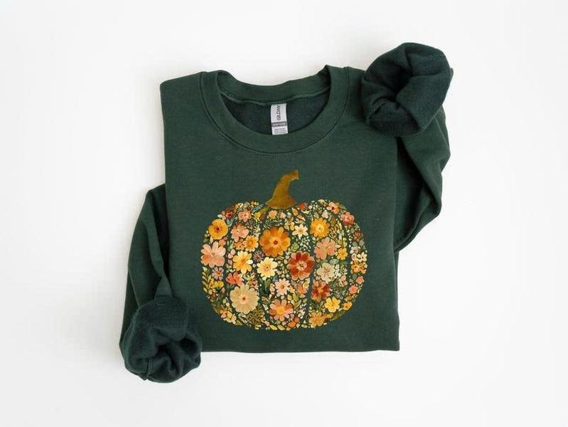 Floral Pumpkin Shirt, Flower Pumpkin Sweatshirt, Fall Shirt, Christian Halloween Sweatshirt, Autumn Shirt, Cozy Fall...