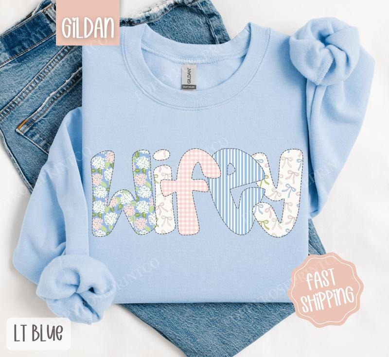 Floral Wifey Sweatshirt, Cute Spring Wife Sweater, Trendy Coquette Crewneck T-Shirts, Hoodie | PodTeesHub.com