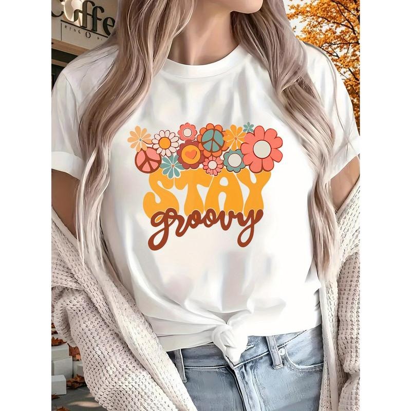 Flowers Vintage 2025 New Women's Cotton Printed T-shirt, Short Sleeves, Four Seasons Can Be Worn for Outdoor, Home,...