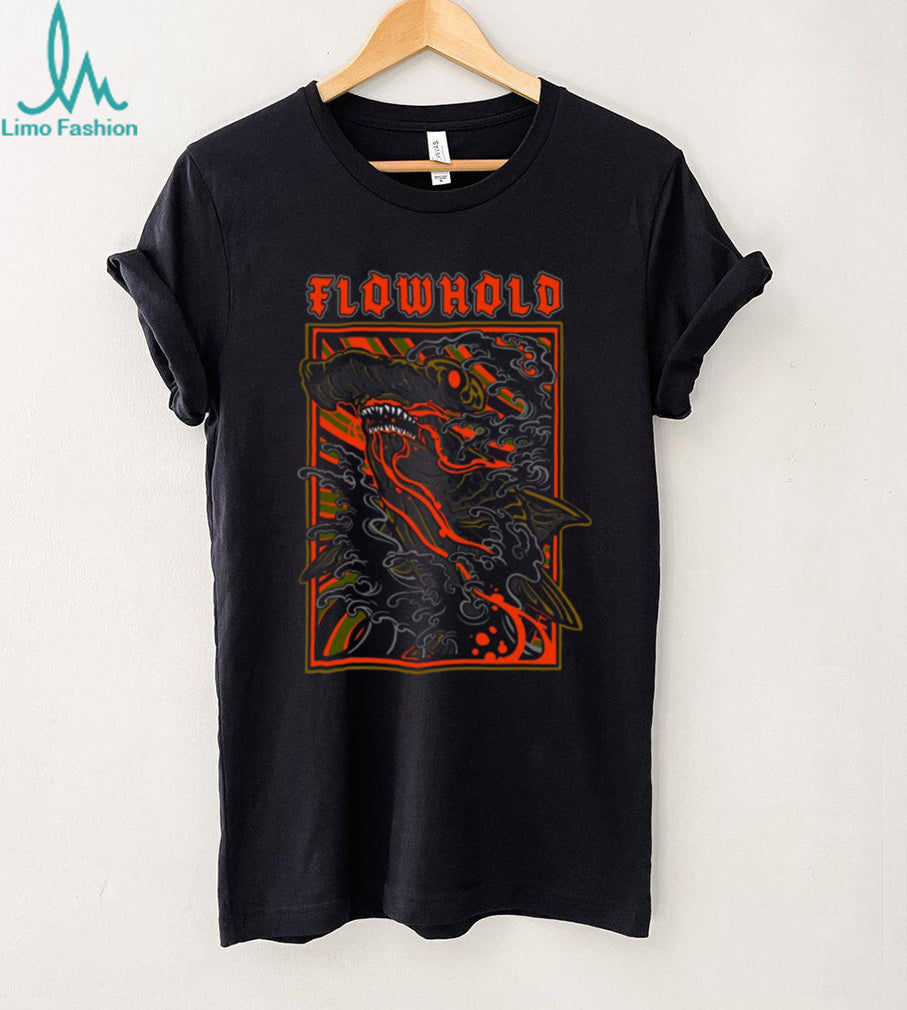 Flowhold Hammerhead Shark Ocean Wave Graphic Streetwear T Shirt