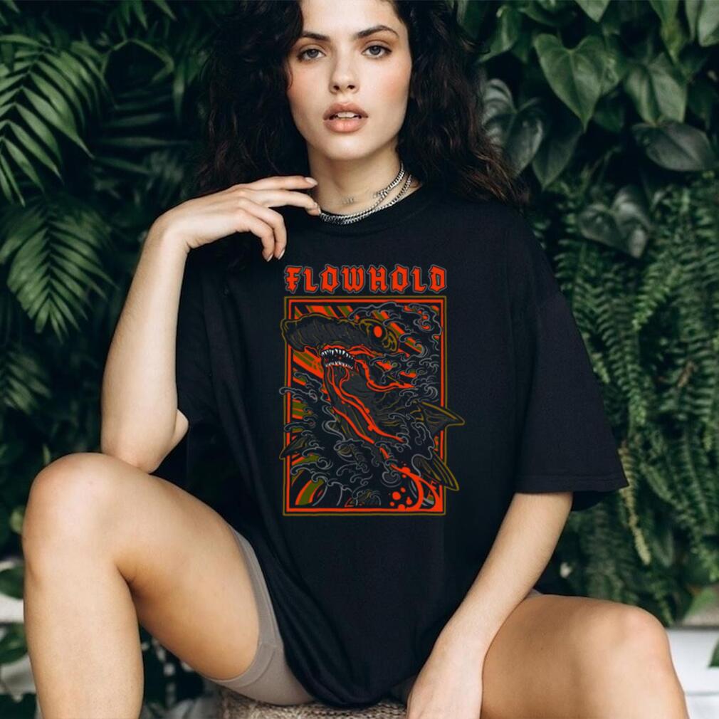 Flowhold Hammerhead Shark Ocean Wave Graphic Streetwear T Shirt