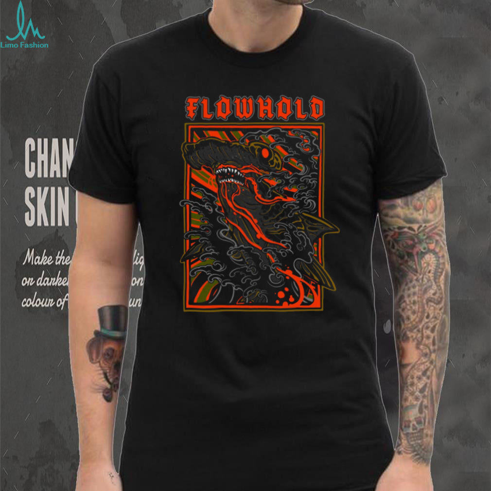 Flowhold Hammerhead Shark Ocean Wave Graphic Streetwear T Shirt