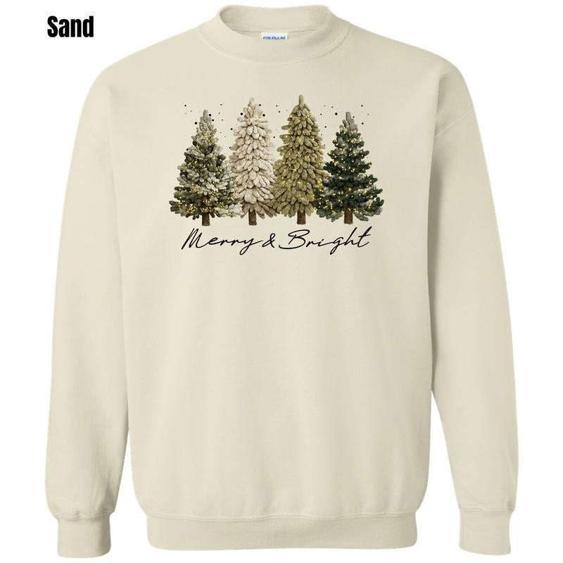 Fluffy Merry & Bright Trees Sweatshirt 'NLB' T-Shirts, Hoodie | PodTeesHub.com