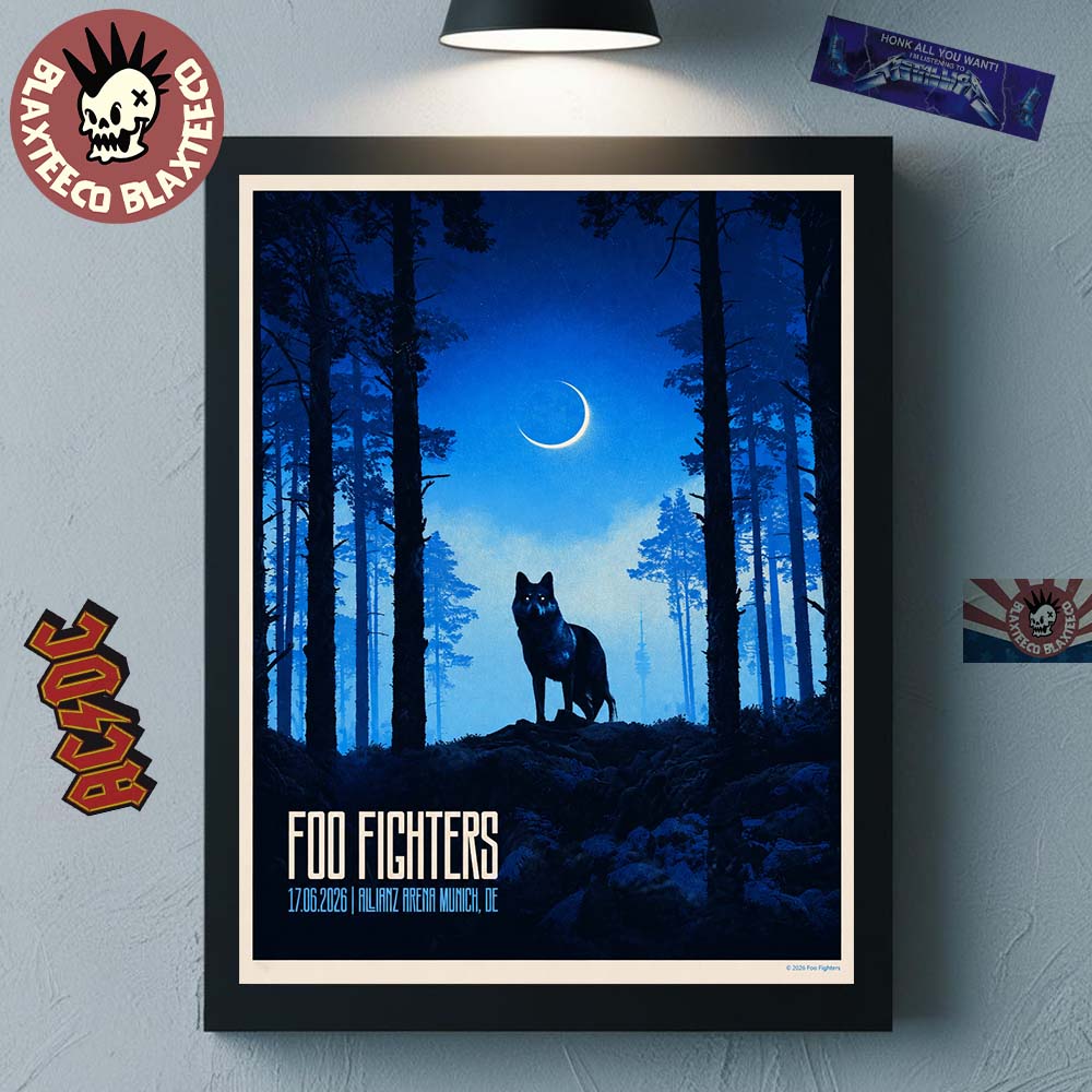 Foo Fighters Munich Germany 2026 Gig Poster At Allianz Arena On 17 June 2026 The Wolf Art Home Decor Poster Canvas