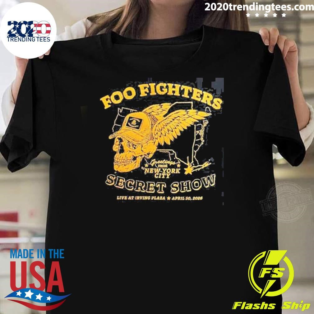 Foo Fighters Secret Show New York City 2026 Merch At Irving Plaza On April 30 2026 Flying Skull Head Shirt
