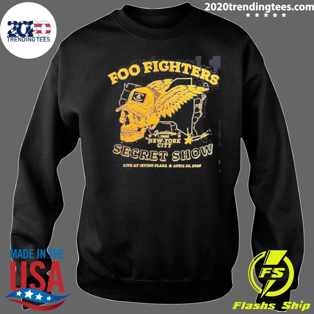 Foo Fighters Secret Show New York City 2026 Merch At Irving Plaza On April 30 2026 Flying Skull Head Shirt