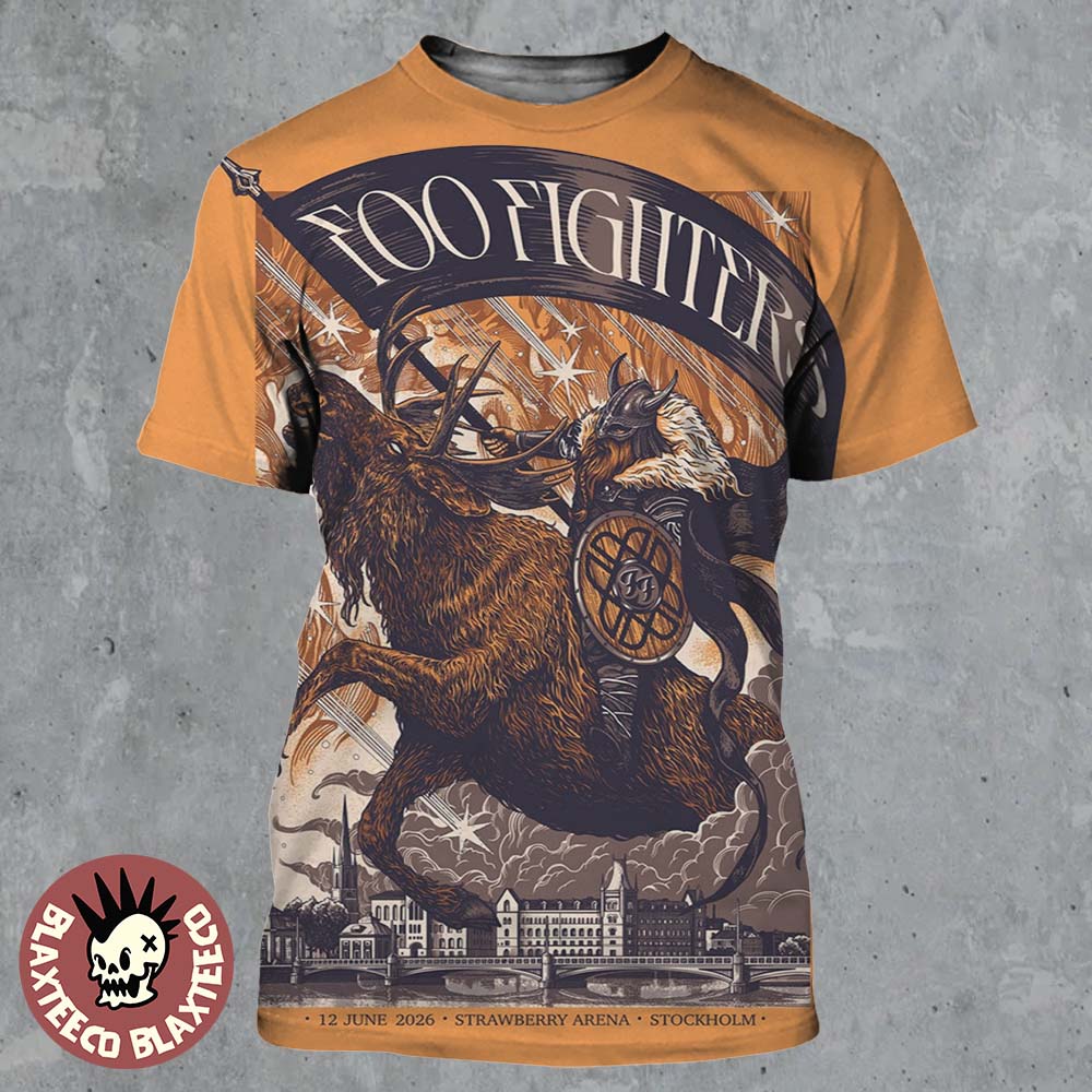 Foo Fighters Stockholm Sweden 2026 Event Poster At Strawberry Arena On 12 June 2026 The Viking Art All Over Print Shirt