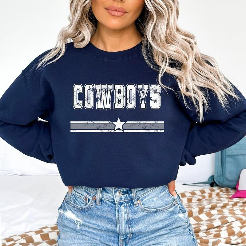 Football Cowboys Sweatshirt, Retro Football Sweatshirt, Football Fan Sweatshirt, Distressed Football Sweatshirt T-Shirts,...