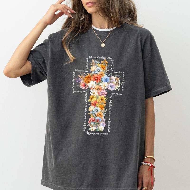 For God So Loved the World Shirt Comfort Colors, John 3:16 Bible Verse Crewneck Women Tee, Faith Based Christian Gifts,...