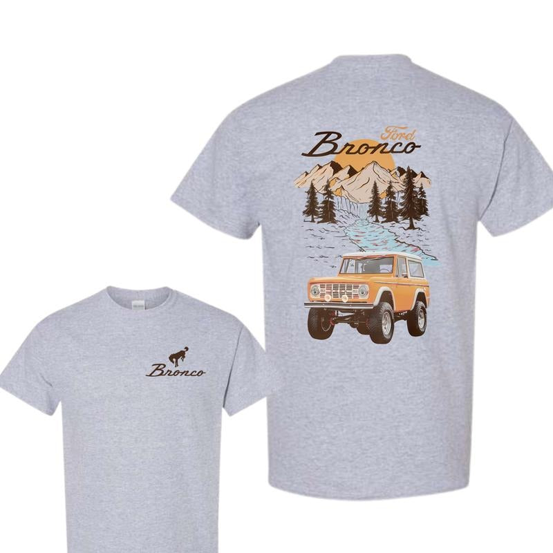 Ford Bronco T-Shirt The Vintage Car National Park Graphic 2 Sided Shirt, Comfort Clothing, Cotton Fabric Tshirt, Printed...
