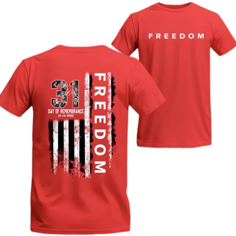 Freedom 14th October Wear Red TShirt, Remembrance Day Shirt, 31 Years Day of Remembrance Tee, America Flag 2 Sided...