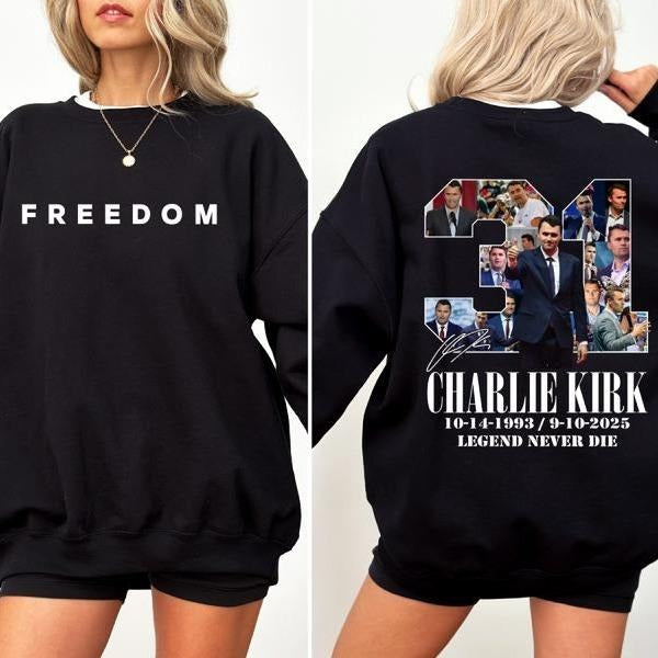 Freedom Charlie Kirk Sweatshirt, True Patriot Graphic Tee, Rip Charlie Kirk 1993