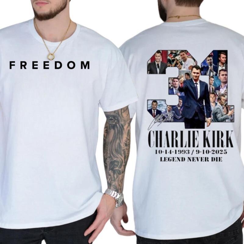 Freedom Charlie Kirk Unisex Heavy Cotton Shirt, Prayers Up for Charlie, Rest In Peace Charlie Kirk, Thank you Charlie...