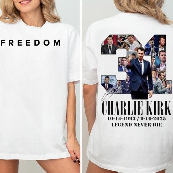 Freedom Charlie Kirk Unisex Heavy Cotton T-Shirt, Prayers Up for Charlie, Rest In Peace Charlie Kirk, Thank you Charlie...