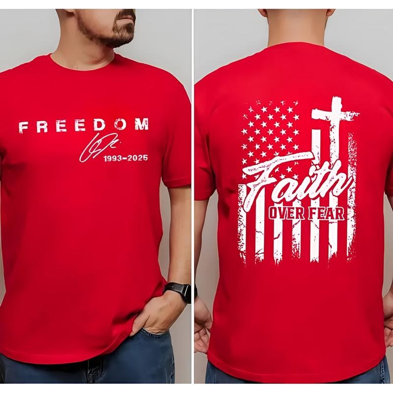 Freedom Faith Over Fear 2-sided T-Shirt, We Wear Red On October, Freedom American Flag Shirt, Gift for Men and Women...