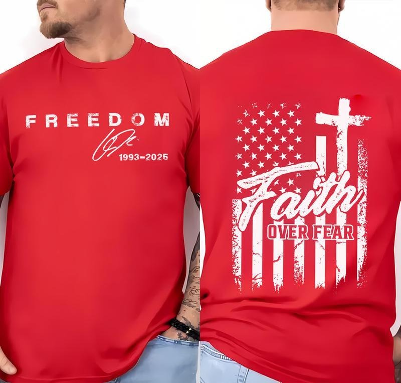 Freedom Faith Over Fear Shirt, We Wear Red On October, Freedom American Flag T-Shirt, Freedom Patriotic Tee, Gift for Men...