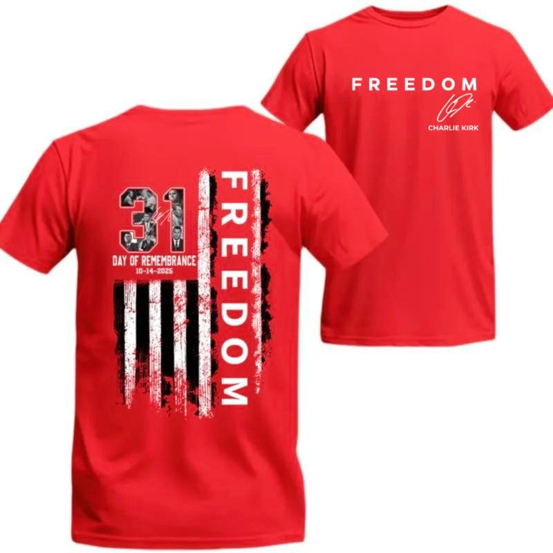 Freedom Signature 14th October Wear Red TShirt, Remembrance Day Shirt, 31 Years Day of Remembrance Tee, America Flag 2...