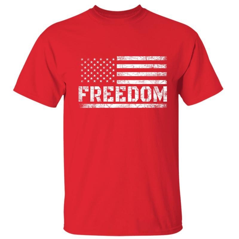 Freedom USA Flag American Freedom T-Shirt, Wear Red on October 14th as CJK Day Shirt, Graphic Design Unisex Cotton...