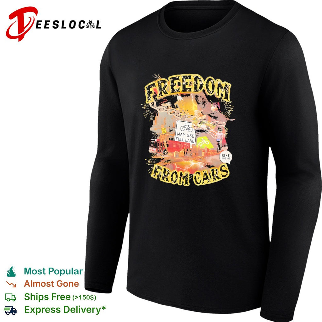 Freedom from cars Bike Pgh may use full lane eagle lightning Pittsburgh city shirt