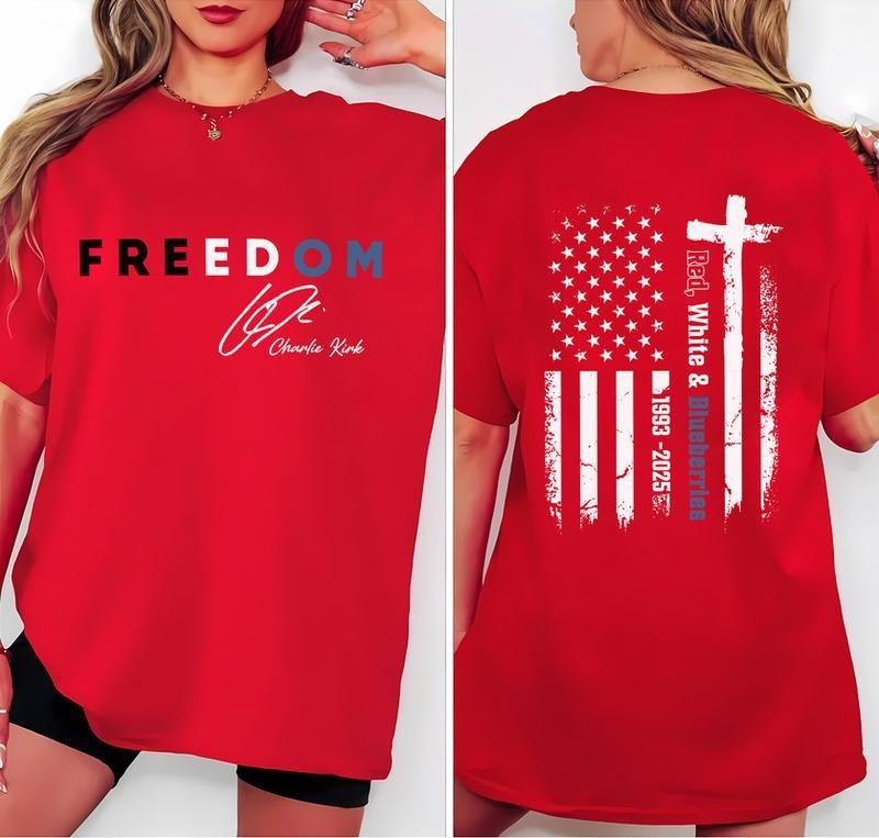 Freedom with Signature 2-sided Shirt, We wear Red in 14th October Shirt, Faith-Based Unisex Tee Memorial American Hero...