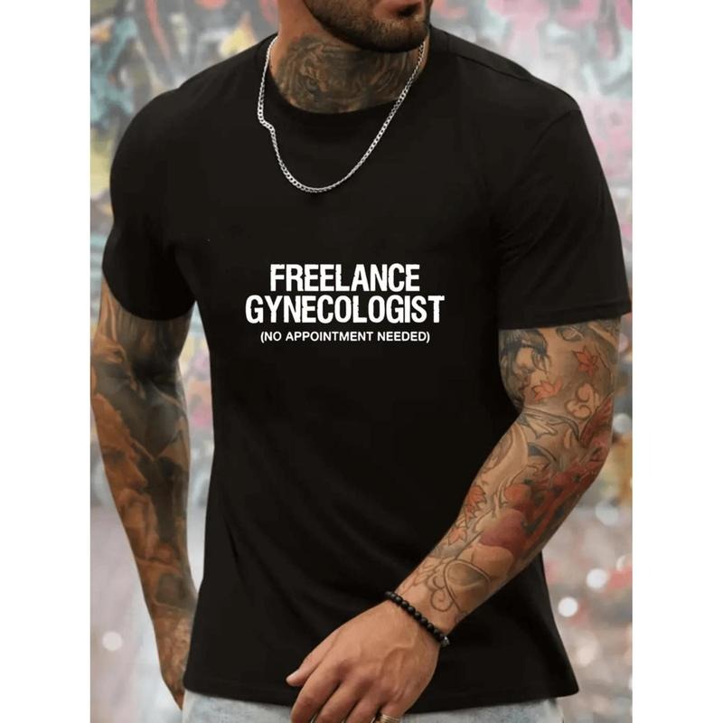 Freelance Gynecologist Print Mens Crew Neck Stylish Short Sleeve Athletic T-Shirt For Summer Spring Comfortable Casual...