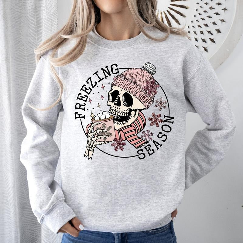 Freezing Season, Skeleton, Winter, Cold, Sweatshirt T-Shirts, Hoodie | PodTeesHub.com