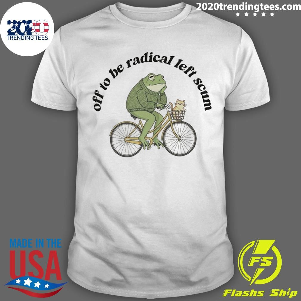 Frog And Cat On Bicycle Resistance Off To Be Radical Left Scum Shirt