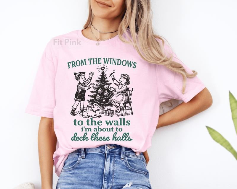 From The Windows to the Walls Christmas Unisex Shirt- Cute Holiday Graphic Tee - Casual Winter Softstyle Unisex T-Shirt...