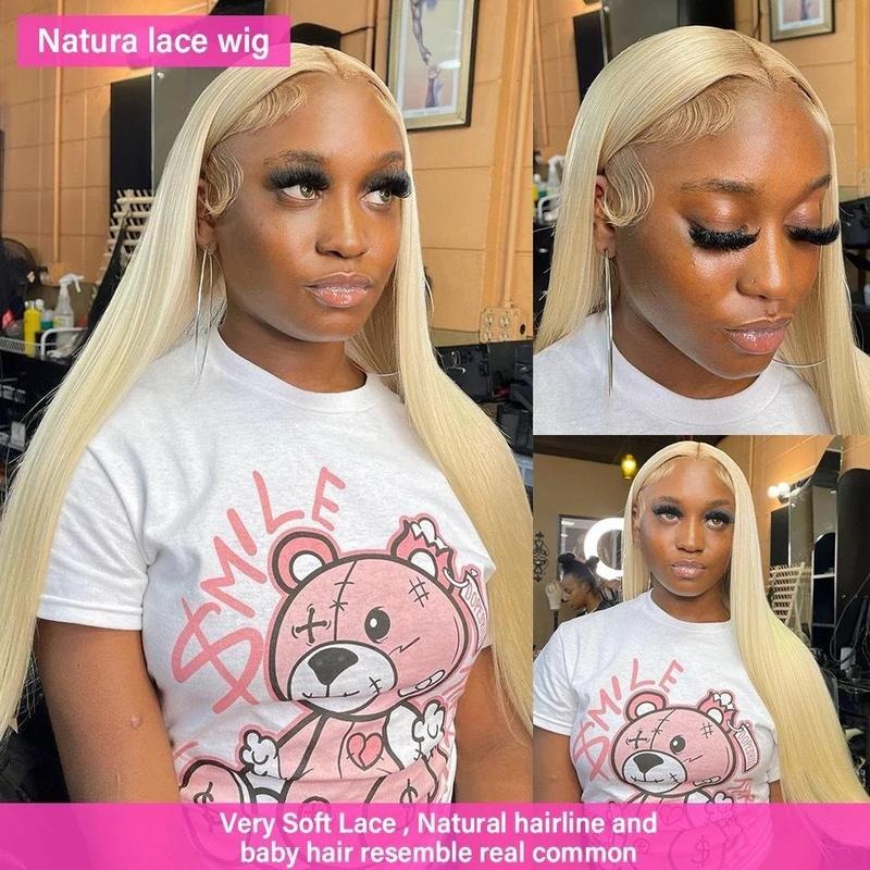 Front Lace Straight Hair Wig Transparent Lace Front Wigs Natural Hair Wig Plucked Lace Frontal Wig Center-Parted Straight...