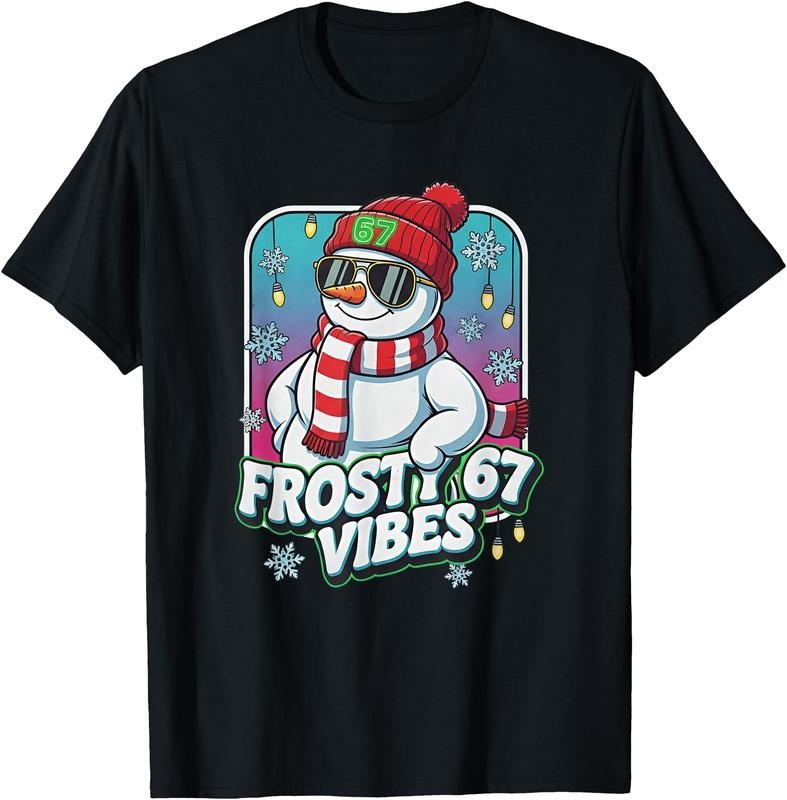 Frosty Vibes 67 Snowman Christmas T-Shirt, Funny Holiday Graphic Tee, Retro Winter Aesthetic Top, Unisex, Gift Christmas,...
