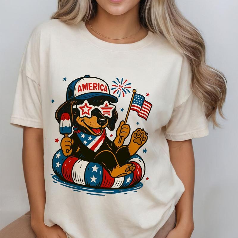 Funny 4th of July Shirt, Dachshund 4th Of July Shirt, Independence Day Dog Shirt, Dog Lover TShirt, Women's Patriotic Dog...