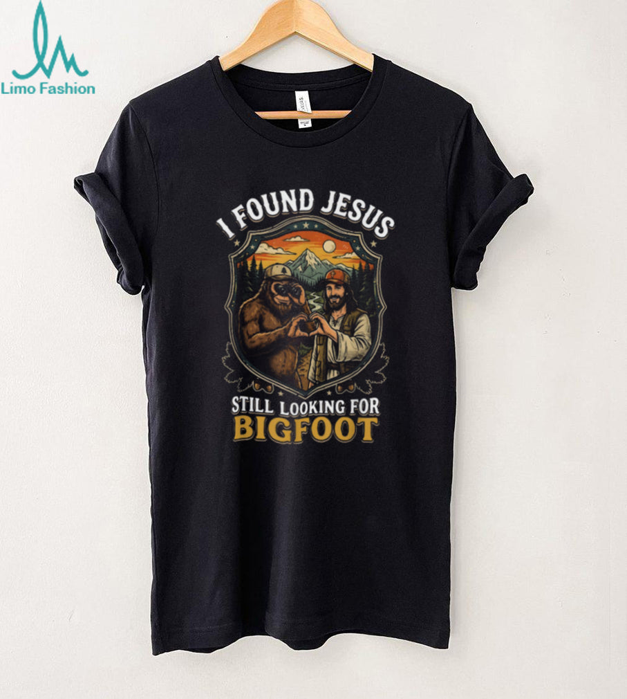Funny Bigfoot And Jesus Hiking Forest Nature T Shirt